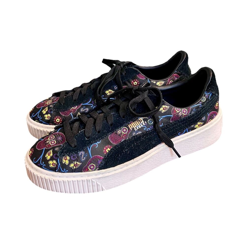 Puma Womens Basket Classic Day Of The Dead Multicolor Casual Sneakers Size 8.5 - Picture 3 of 13